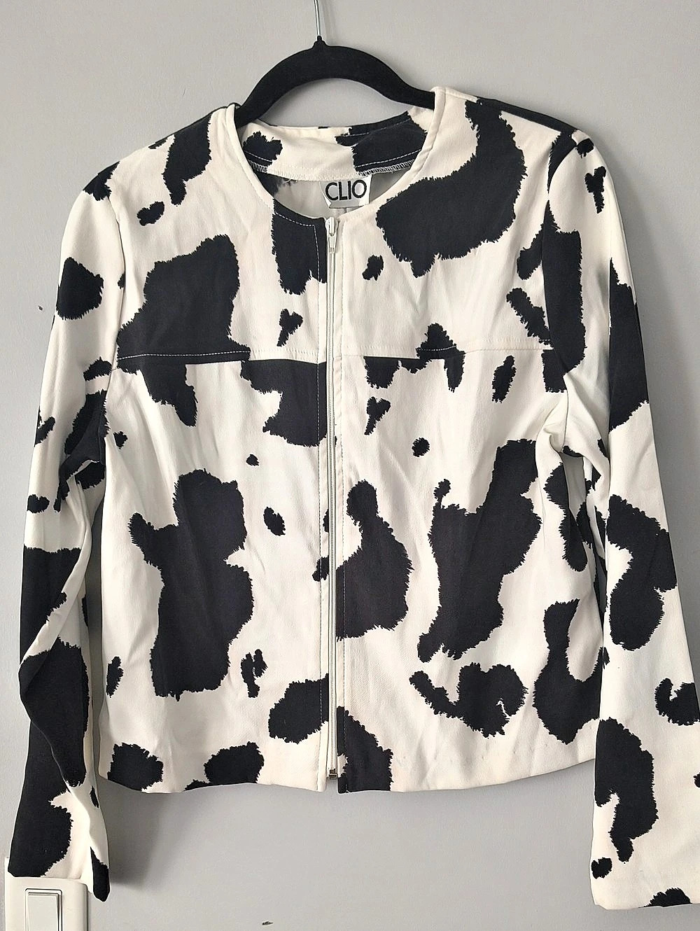CLIO Women's Cow Print Jacket in Black & White